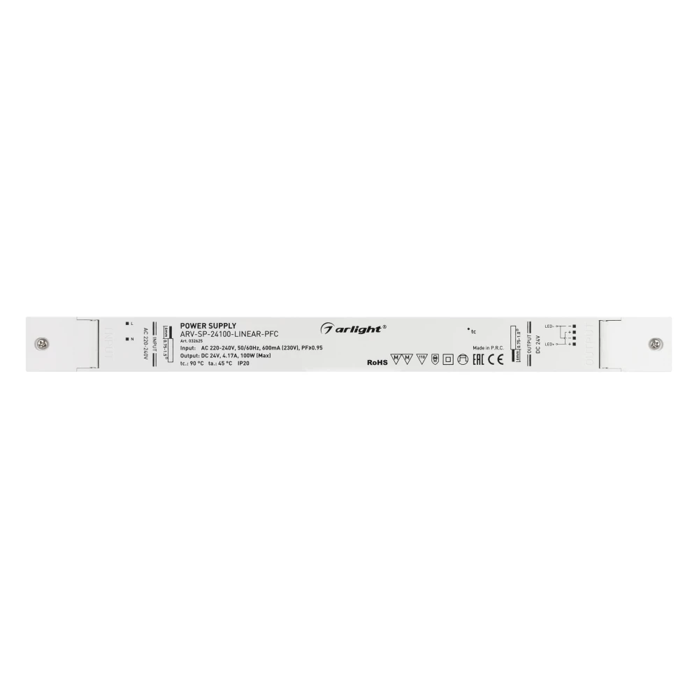Блок питания ARV-SP-24100-LINEAR-PFC (24V, 4.17A, 100W) (Arlight, IP20 Пластик, 5 лет) 032625 - Viokon.com