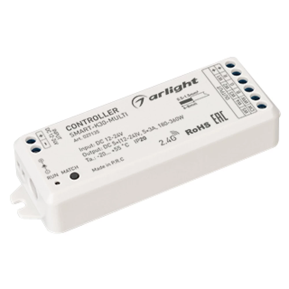 Контроллер SMART-K30-MULTI (12-24V, 5x3A, RGB-MIX, 2.4G) (Arlight, IP20 Пластик, 5 лет) 027135 - Viokon.com