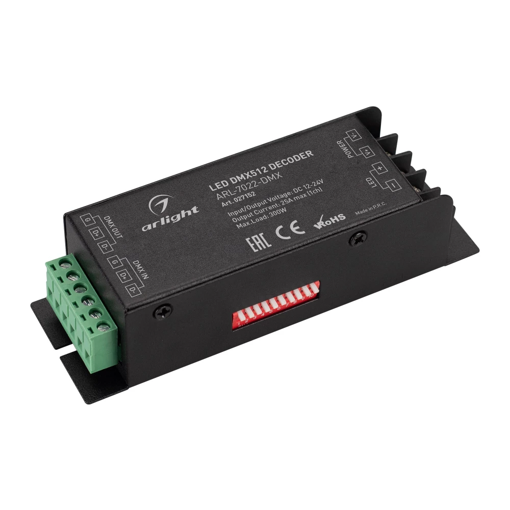 Декодер ARL-7022-DMX (12-24V, 1x25A, DMX512) (Arlight, IP20 Металл, 3 года) 027152 - Viokon.com