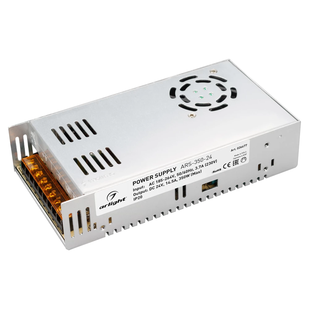 Блок питания ARS-350-24 (24V, 14.5A, 350W) (Arlight, IP20 Сетка, 2 года) 026677 - Viokon.com