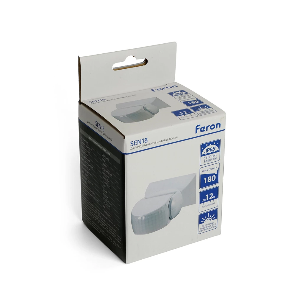 Датчик движения 1200W 12m 180° белый, SEN18 (51518) - Viokon.com
