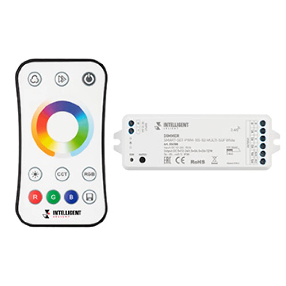 INTELLIGENT ARLIGHT Диммер SMART-SET-PWM-105-52-MULTI-SUF White (12-24V, 5x3A, ПДУ RING 10кн, 2.4G) (IARL, Контроллер) 036188 - Viokon.com