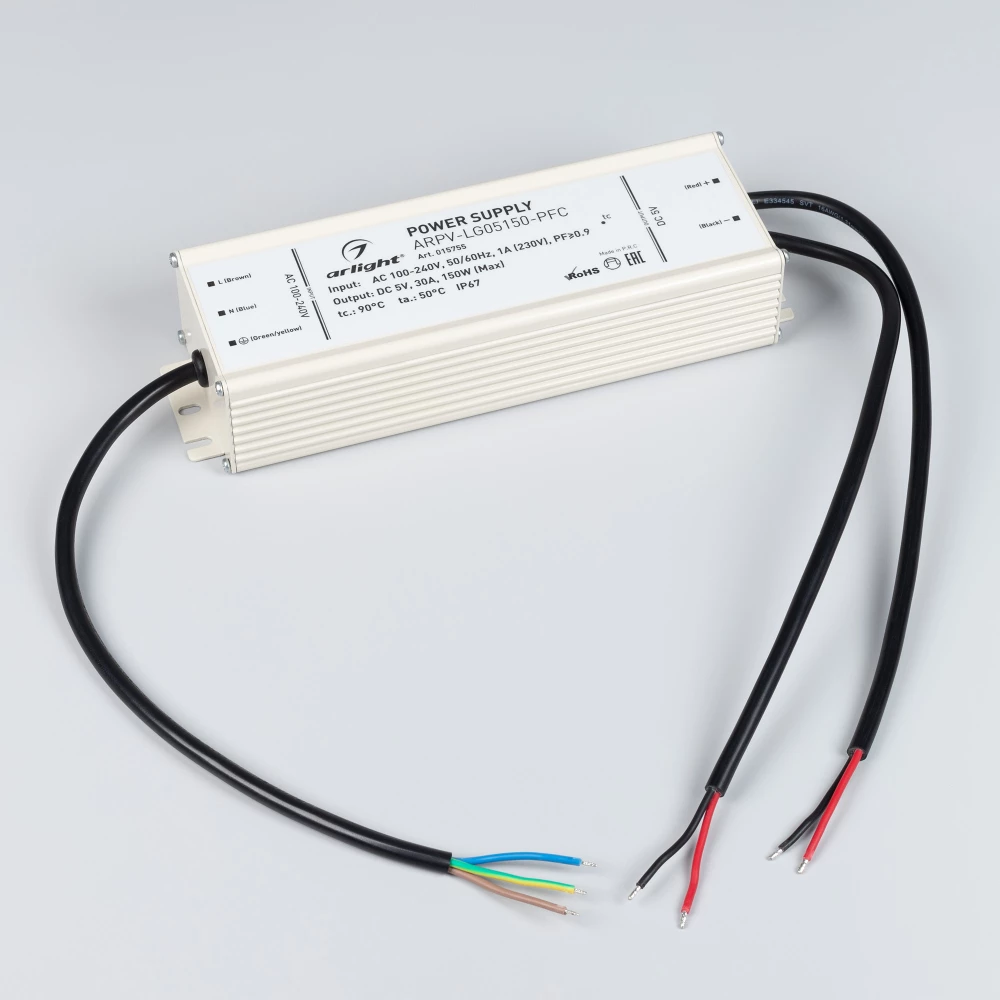 Блок питания ARPV-LG05150-PFC (5V, 30.0A, 150W) (Arlight, IP67 Металл, 5 лет) 015755 - Viokon.com