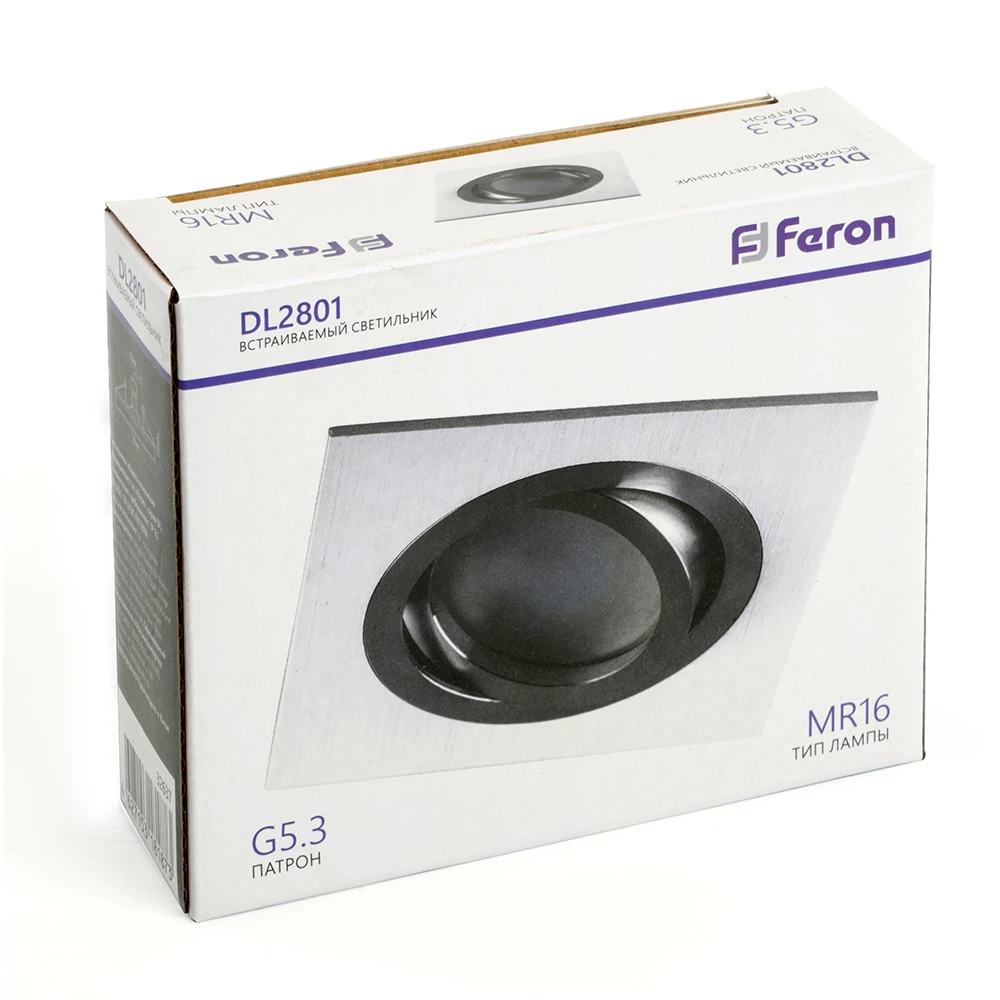 Светильник встраиваемый Feron DL2801 потолочный MR16 G5.3 белый-хром (32637) - Viokon.com