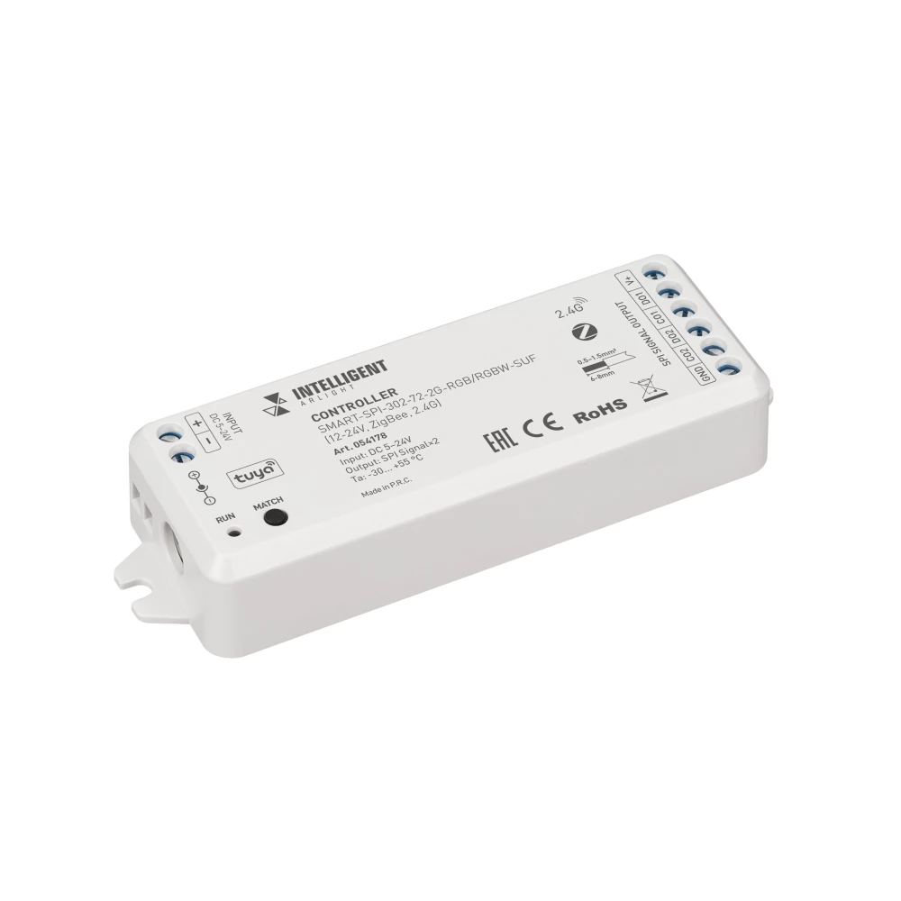 INTELLIGENT ARLIGHT Контроллер SMART-SPI-302-72-2G-RGB/RGBW-SUF (12-24V, ZigBee, 2.4G) (IARL, IP20 Пластик, 5 лет) 054178 - Viokon.com