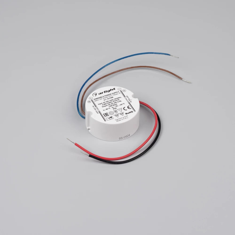 Блок питания ARPJ-SP-40300-PFC-TRIAC-R (12W, 20-40V, 300mA) (Arlight, IP65 Пластик, 5 лет) 047588 - Viokon.com