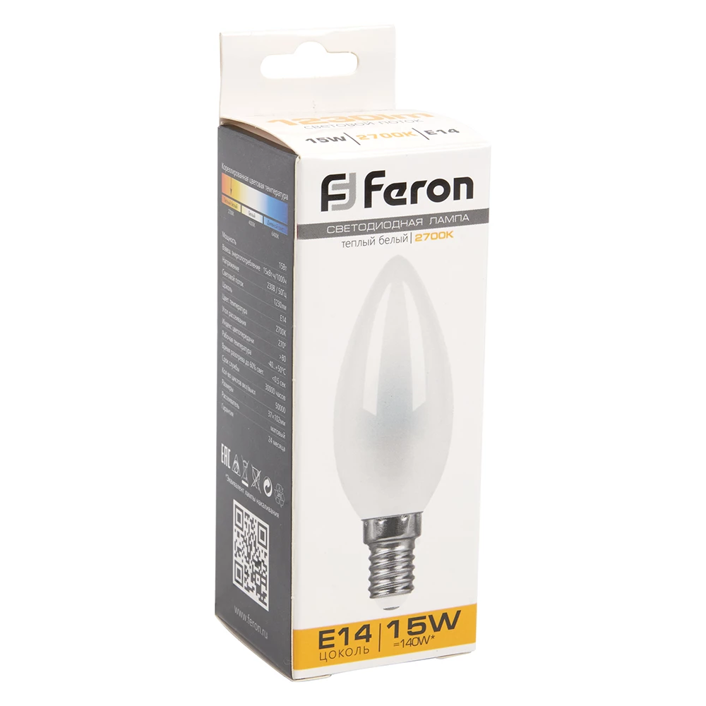 Лампа светодиодная Feron LB-717 Свеча E14 15W 230V 2700K (38255) - Viokon.com