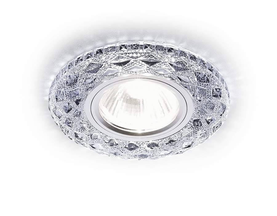 Встраиваемый точечный светильник MR16 с LED подсветкой S288 CH хром/прозрачный/MR16+3W(LED WHITE) - Viokon.com