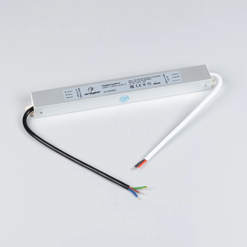 Блок питания ARPV-12060-SLIM-D (12V, 5A, 60W) (Arlight, IP67 Металл, 3 года) 022458(1) - Viokon.com
