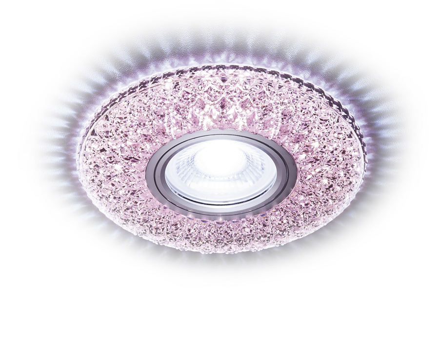 Встраиваемый точечный светильник MR16 с LED подсветкой S333 PI/CLD хром/розовый хрусталь/MR16+3W(LED COLD) - Viokon.com