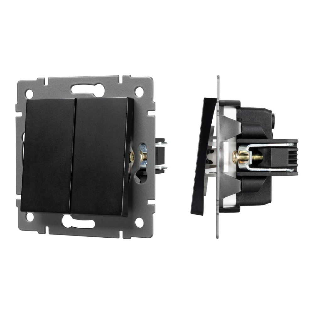 Механизм выключателя двухклавишный непроходной SWT-MK02-PL-BK-V (250V, 10A) (Arlight, -) 049888 - Viokon.com