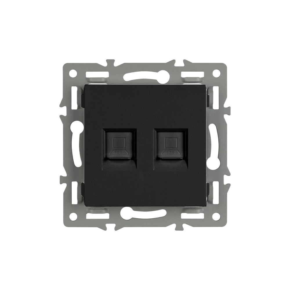 Механизм компьютерной розетки двойной SCT-MPC2-PL-BK (RJ-45, CAT6) (Arlight, -) 045337 - Viokon.com