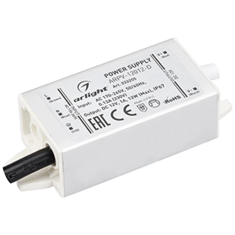Блок питания ARPV-12012-D (12V, 1.0A, 12W) (Arlight, IP67 Металл, 3 года) 022205 - Viokon.com