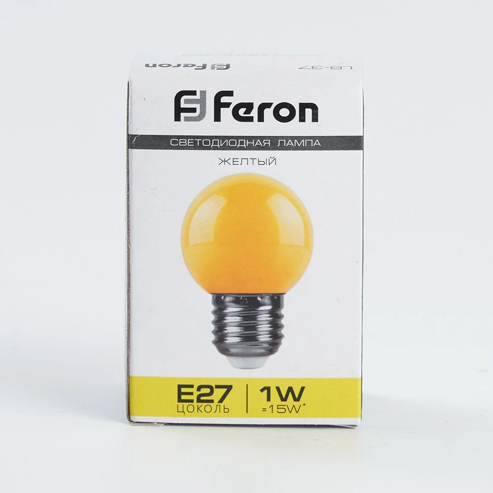 Лампа светодиодная Feron LB-37 Шарик матовый E27 1W 230V Желтый (25879) - Viokon.com