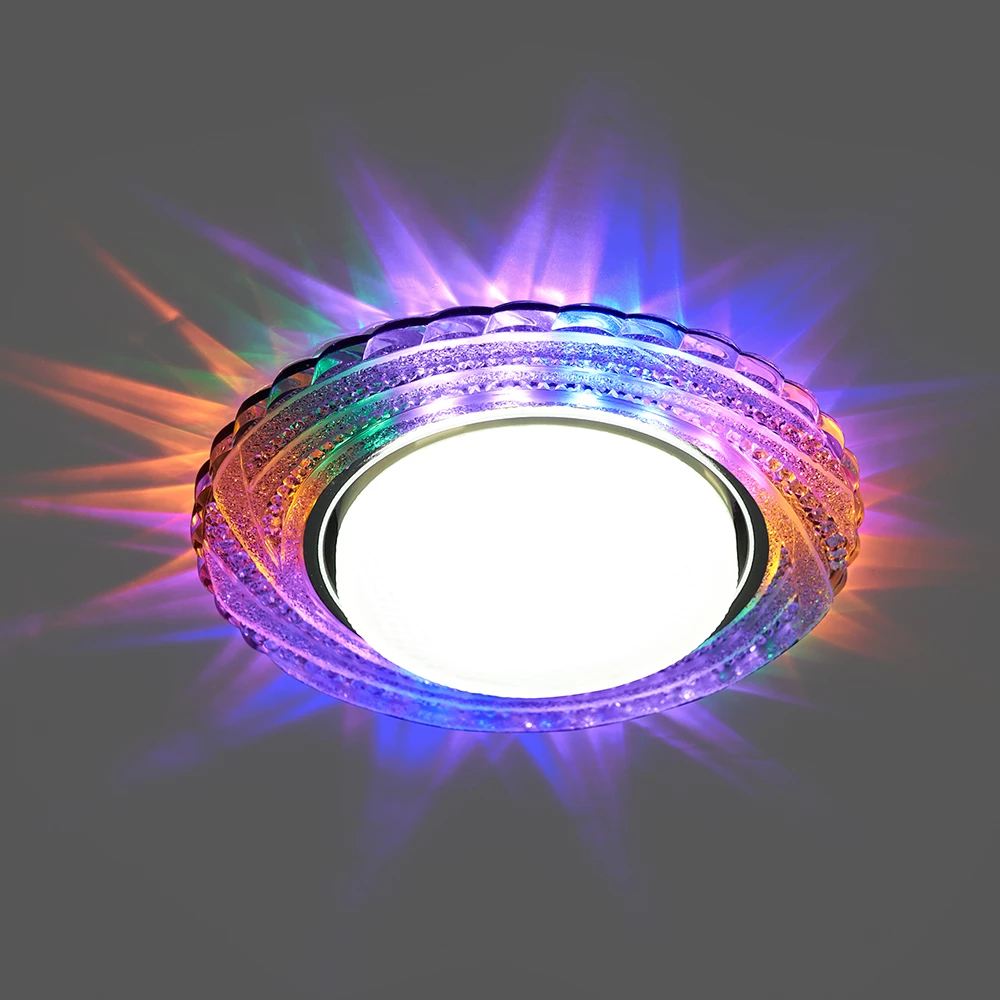 Светильник встраиваемый с белой LED подсветкой Feron CD4037 RGB потолочный GX53 без лампы, прозрачный, хром (41905) - Viokon.com
