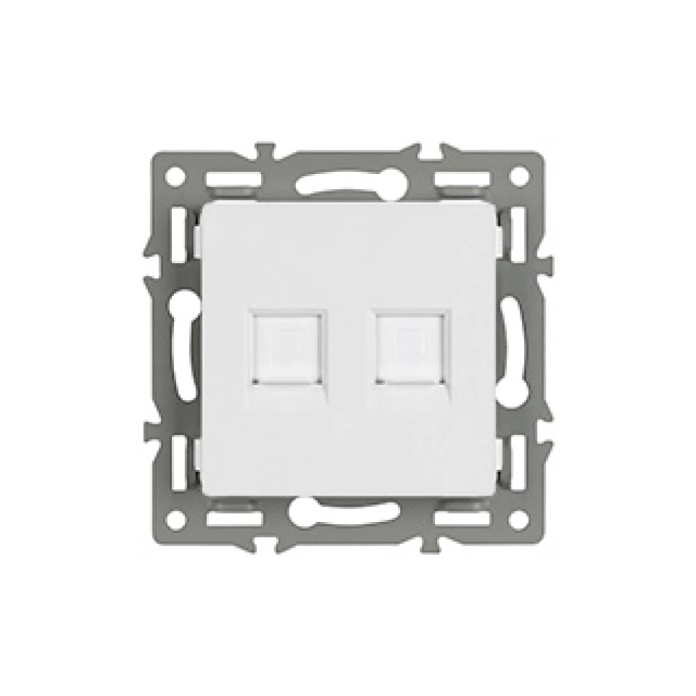Механизм компьютерной розетки двойной SCT-MPC2-PL-WH (RJ-45, CAT6) (Arlight, -) 045336 - Viokon.com