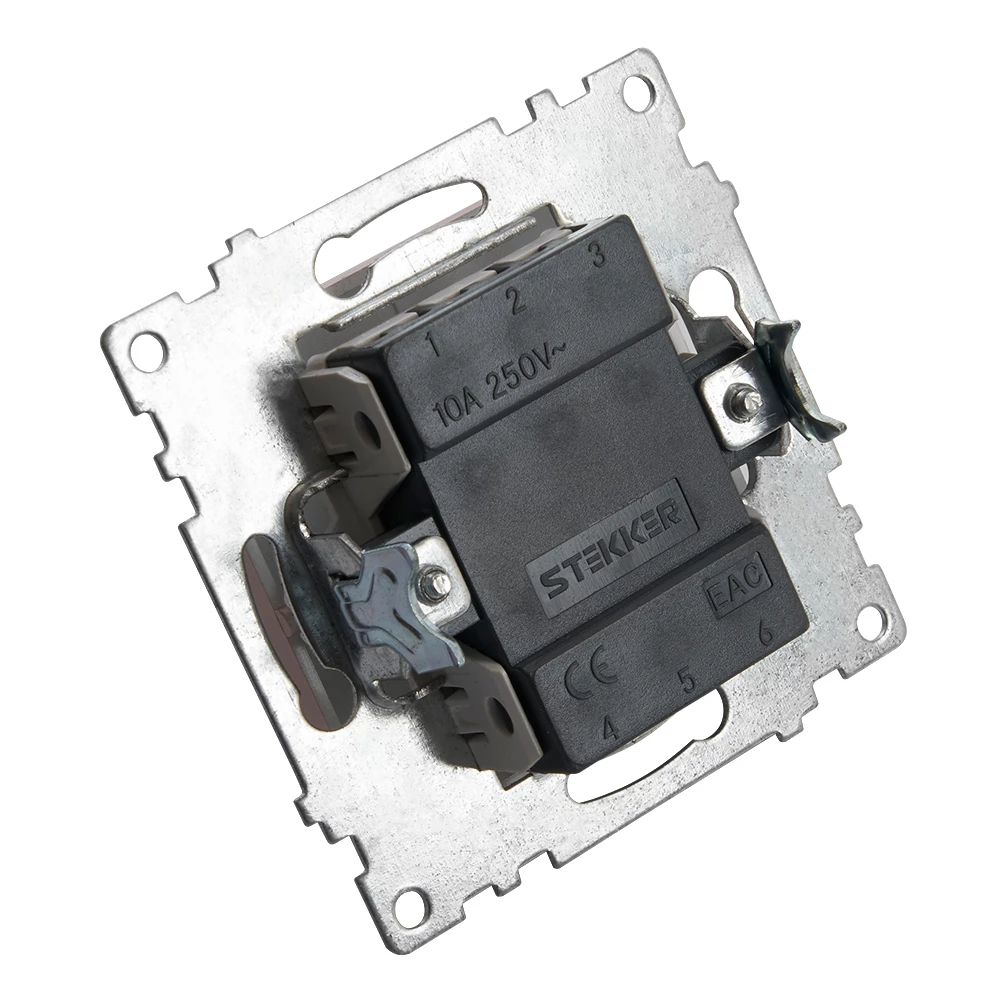 Переключатель1-клавишный (механизм), STEKKER GLS10-7105-02, 250V, 10А, серия Катрин, шампань (39590) - Viokon.com