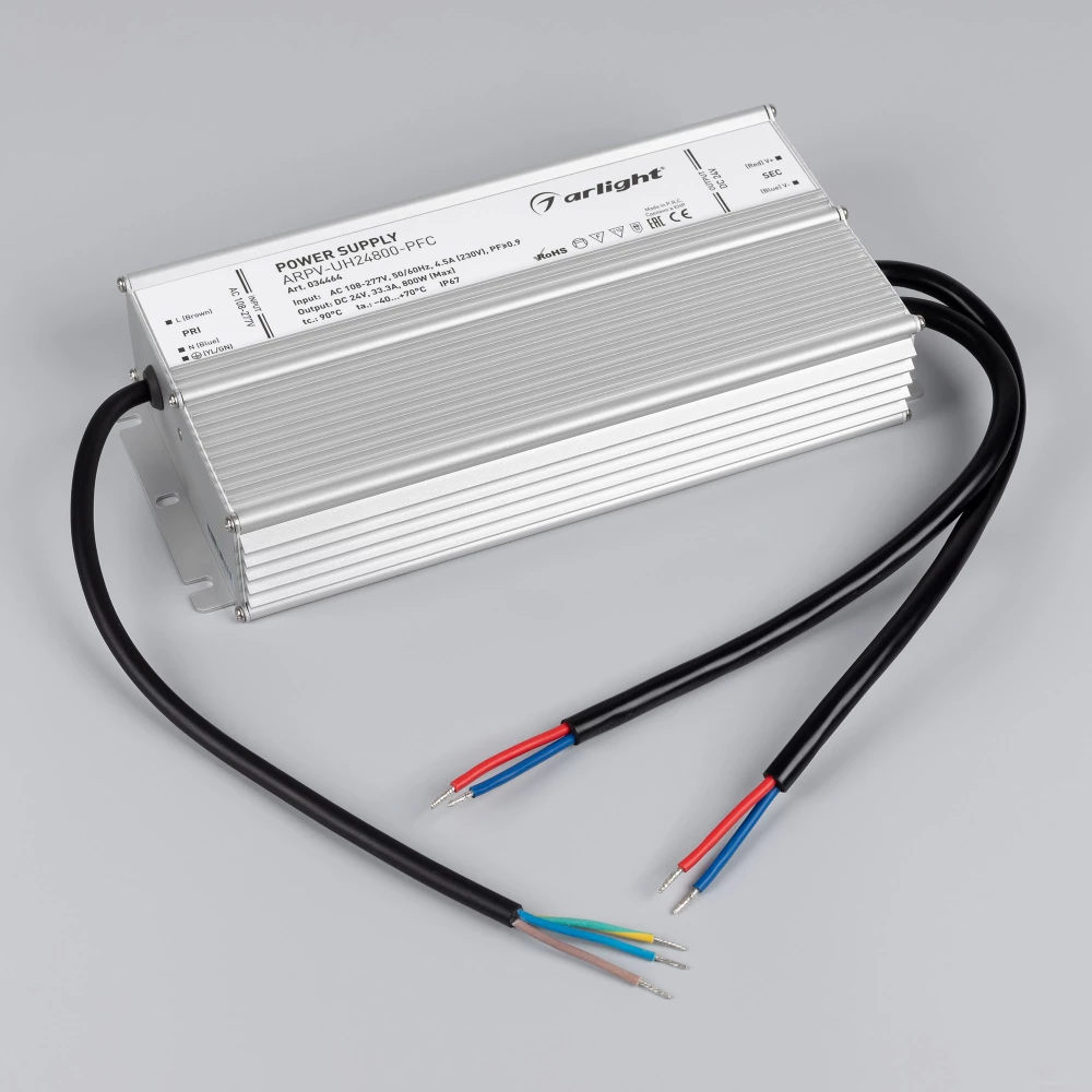 Блок питания ARPV-UH24800-PFC (24V, 33.3A, 800W) (Arlight, IP67 Металл, 7 лет) 034464 - Viokon.com