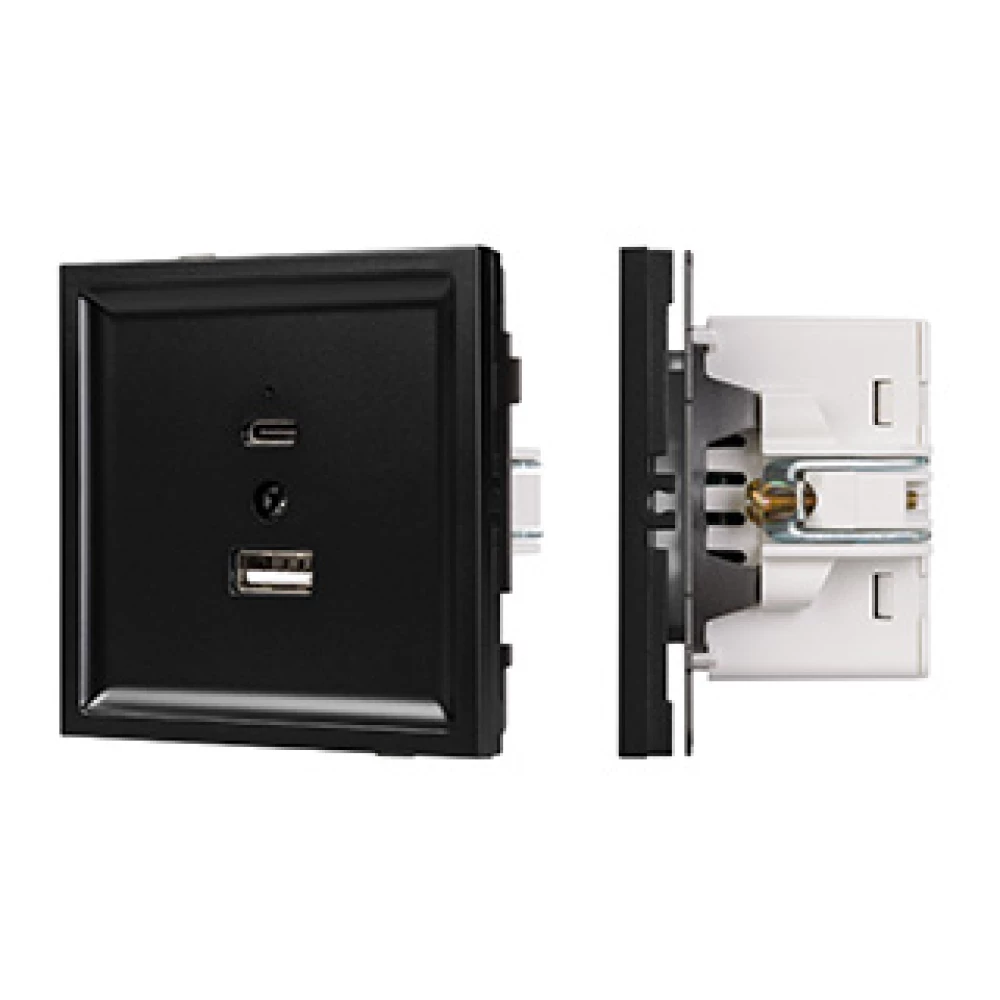 Механизм USB розетки SCT-TENDO-MUAC-PL-BK (5V, 3A, QC3) (Arlight, Черный) 054095 - Viokon.com
