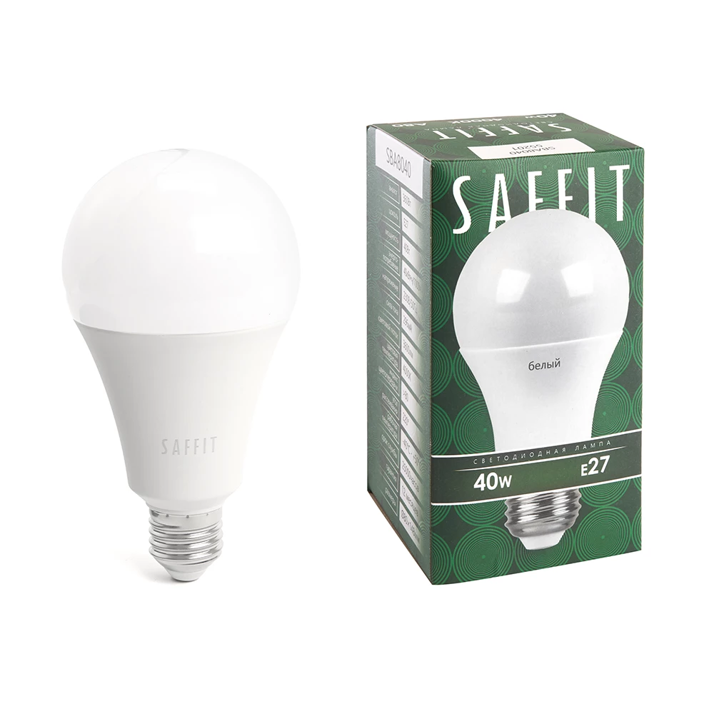 Лампа светодиодная SAFFIT SBA8040 Шар E27 40W 230V 4000K (55201) - Viokon.com