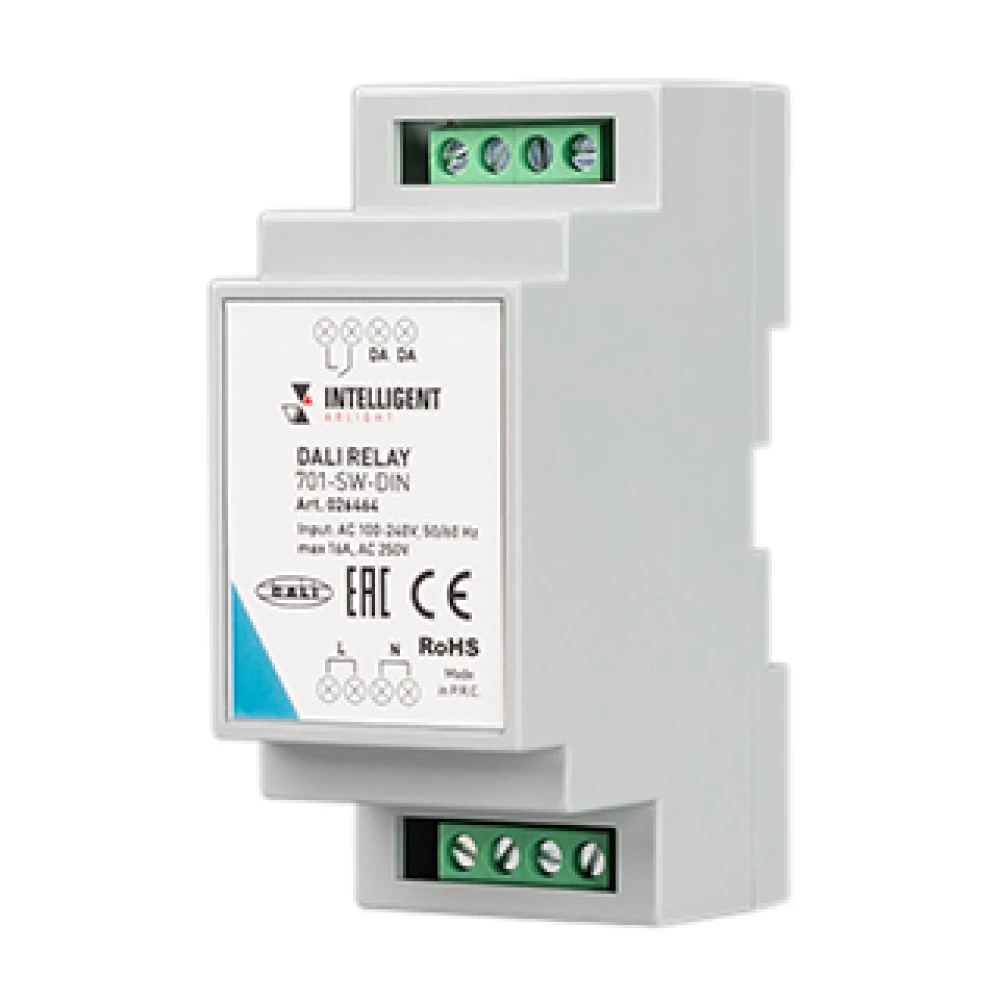 INTELLIGENT ARLIGHT Релейный модуль DALI-701-SW-DIN (BUS, 16A) (IARL, DIN-рейка) 026464 - Viokon.com