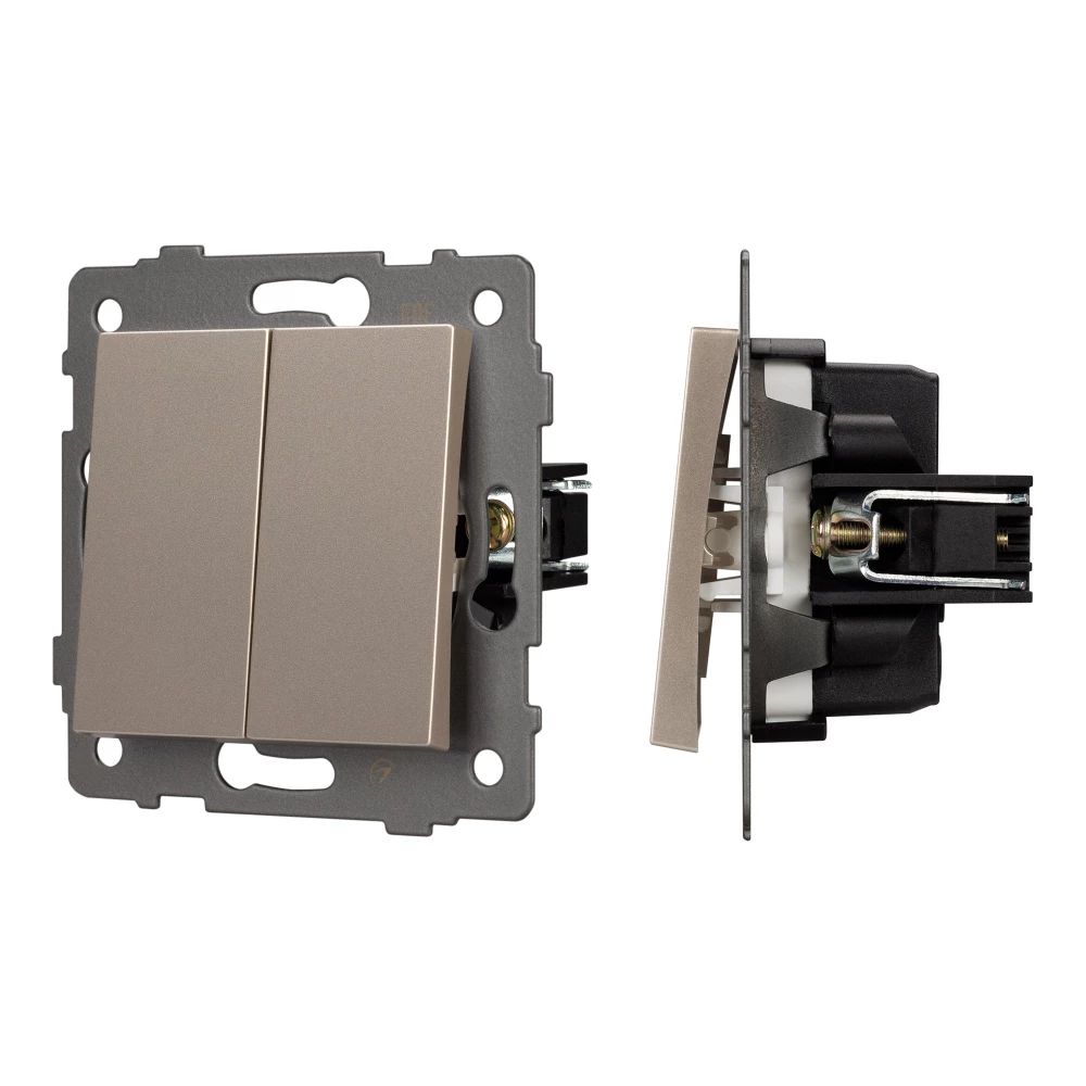 Механизм выключателя двухклавишный непроходной SWT-MK02-PL-GD-V (250V, 10A) (Arlight, -) 049890 - Viokon.com