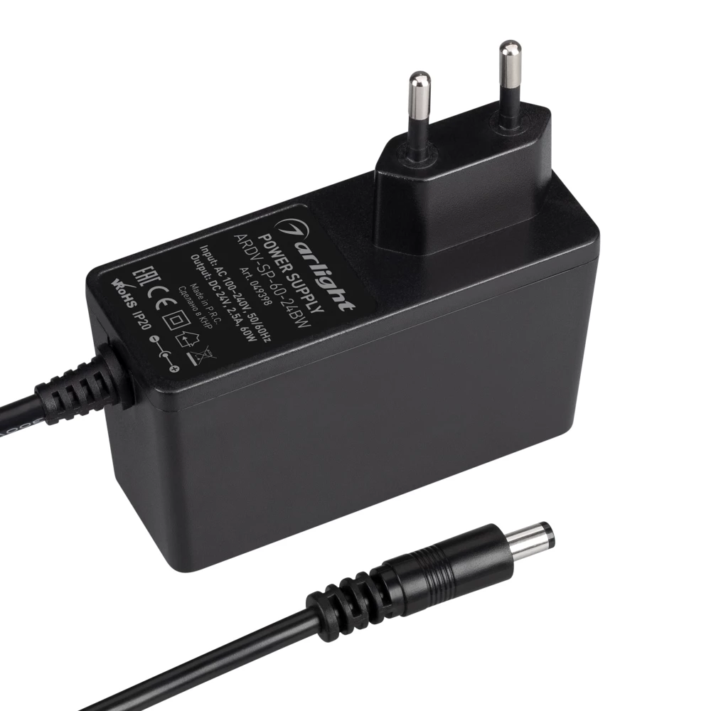Блок питания ARDV-SP-60-24BW (24V, 2.5A, 60W) (Arlight, Адаптер, 5 лет) 049398 - Viokon.com