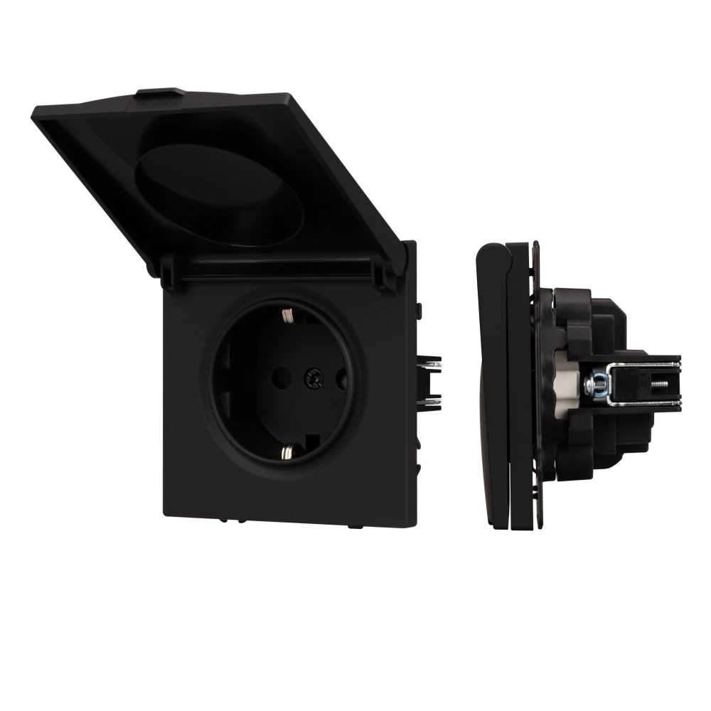 Механизм розетки влагозащищённый SCT-NOBE-MCP-SFPL-BK (230V, 16A) (Arlight, Черный оникс) 054281 - Viokon.com