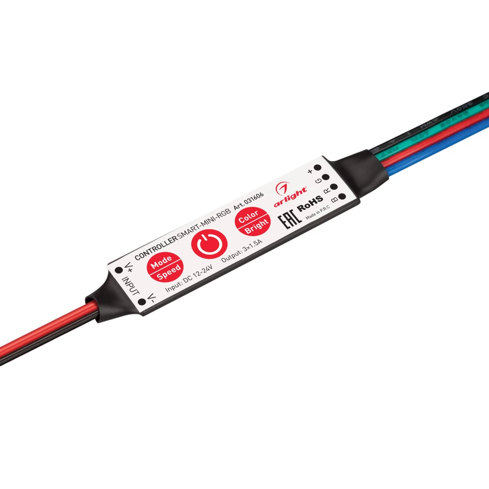 Контроллер SMART-MINI-RGB (12-24V, 3x1.5A) (Arlight, IP20 Пластик, 5 лет) 031606 - Viokon.com