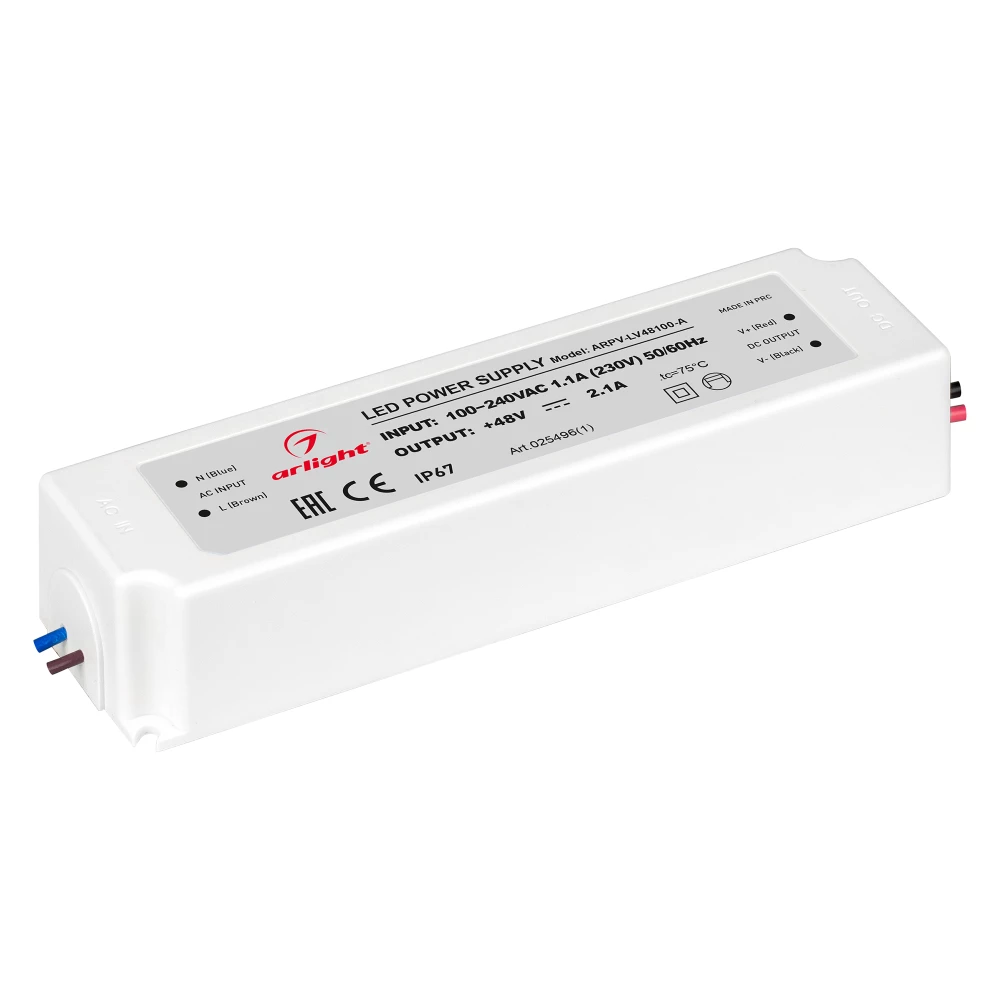 Блок питания ARPV-LV48100-A (48V, 2.1A, 100W) (Arlight, IP67 Пластик, 3 года) 025496(1) - Viokon.com