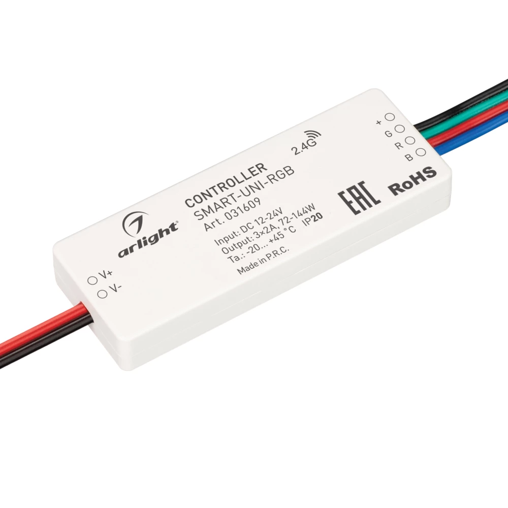 Контроллер SMART-UNI-RGB (12-24V, 3x2A, 2.4G) (Arlight, IP20 Пластик, 5 лет) 031609 - Viokon.com