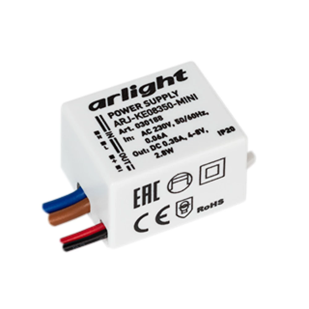 Блок питания ARJ-KE08350-MINI (2.8W, 350mA) (Arlight, IP20 Пластик, 5 лет) 030188 - Viokon.com