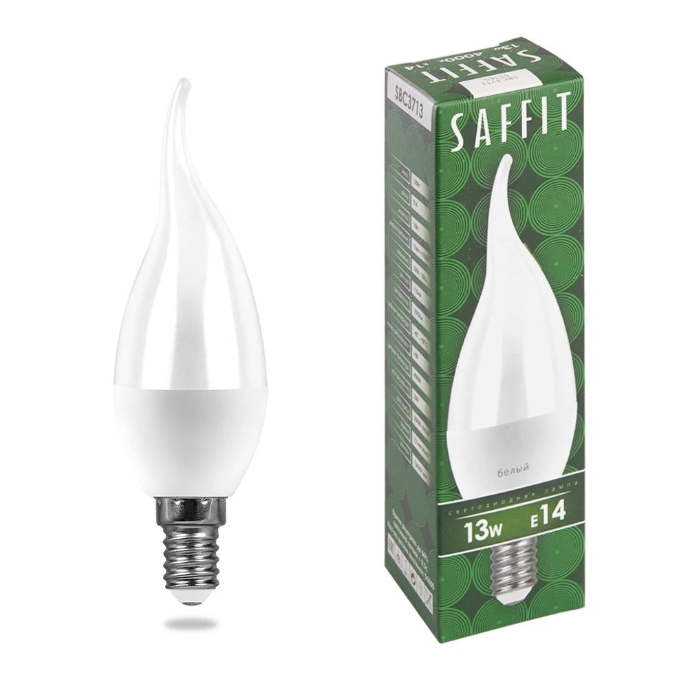 Лампа светодиодная SAFFIT SBC3713 Свеча на ветру E14 13W 230V 4000K (55165) - Viokon.com