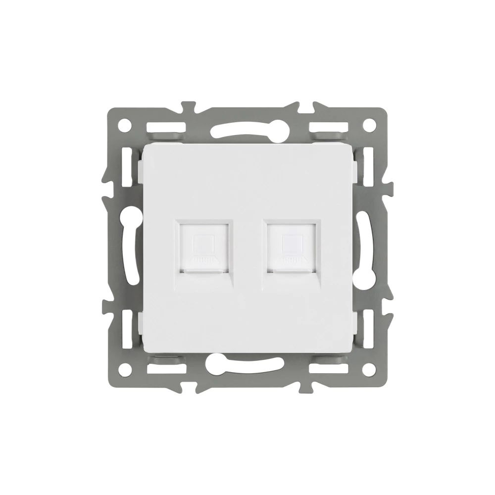 Механизм компьютерной розетки двойной SCT-MPC2-PL-WH (RJ-45, CAT6) (Arlight, -) 045336 - Viokon.com