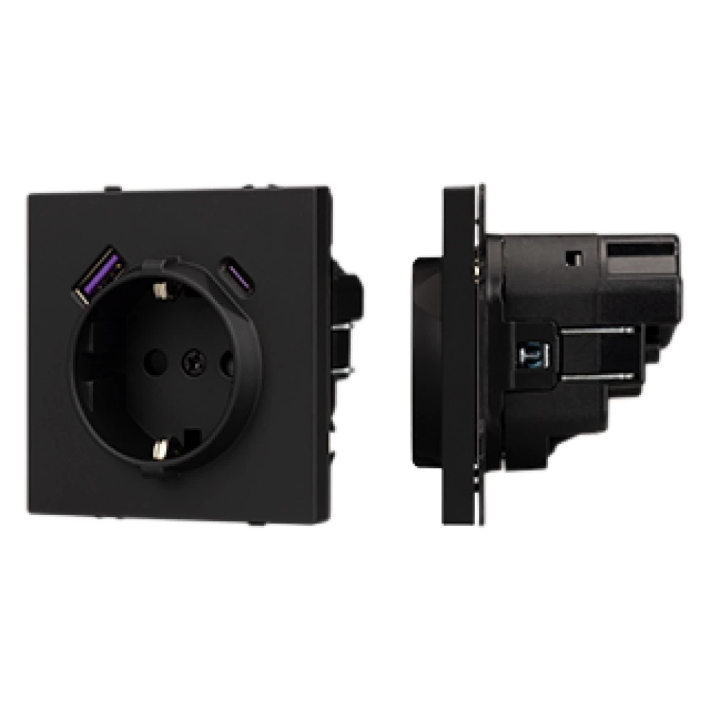 Механизм розетки с USB зарядкой SCT-NOBE-MUAC-SFPL-BK (230V, 16A) (Arlight, Черный оникс) 054285 - Viokon.com
