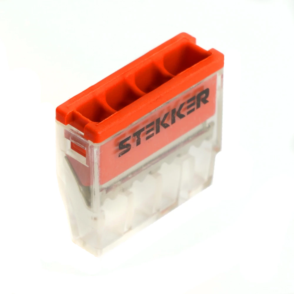Клемма монтажная 4-проводная STEKKER  для 1-жильного проводника, LD2273-204 (32390) - Viokon.com