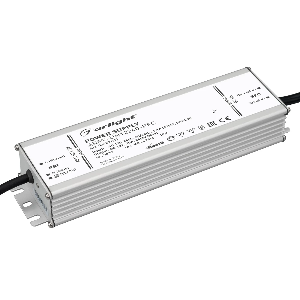 Блок питания ARPV-UH12240-PFC (12V, 20.0A, 240W) (Arlight, IP67 Металл, 7 лет) 024271(1) - Viokon.com