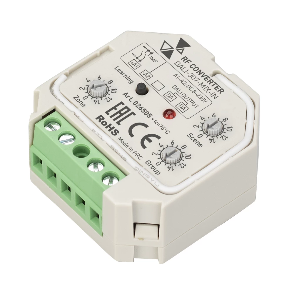 INTELLIGENT ARLIGHT Конвертер RF-сигнала DALI-307-MIX-IN (DALI-BUS, RF, PUSH) (IARL, Пластик) 026505 - Viokon.com
