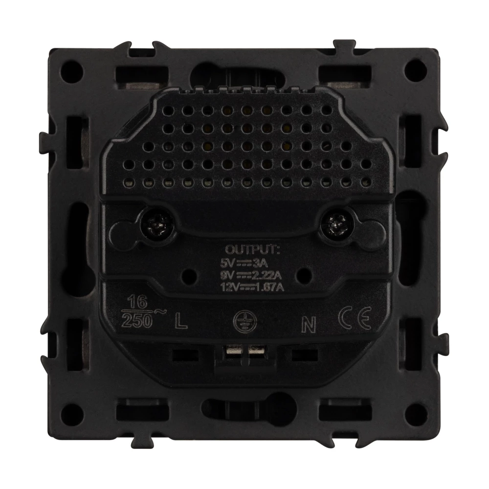 Механизм розетки с USB зарядкой SCT-NOBE-MUAC-SFPL-BK (230V, 16A) (Arlight, Черный оникс) 054285 - Viokon.com