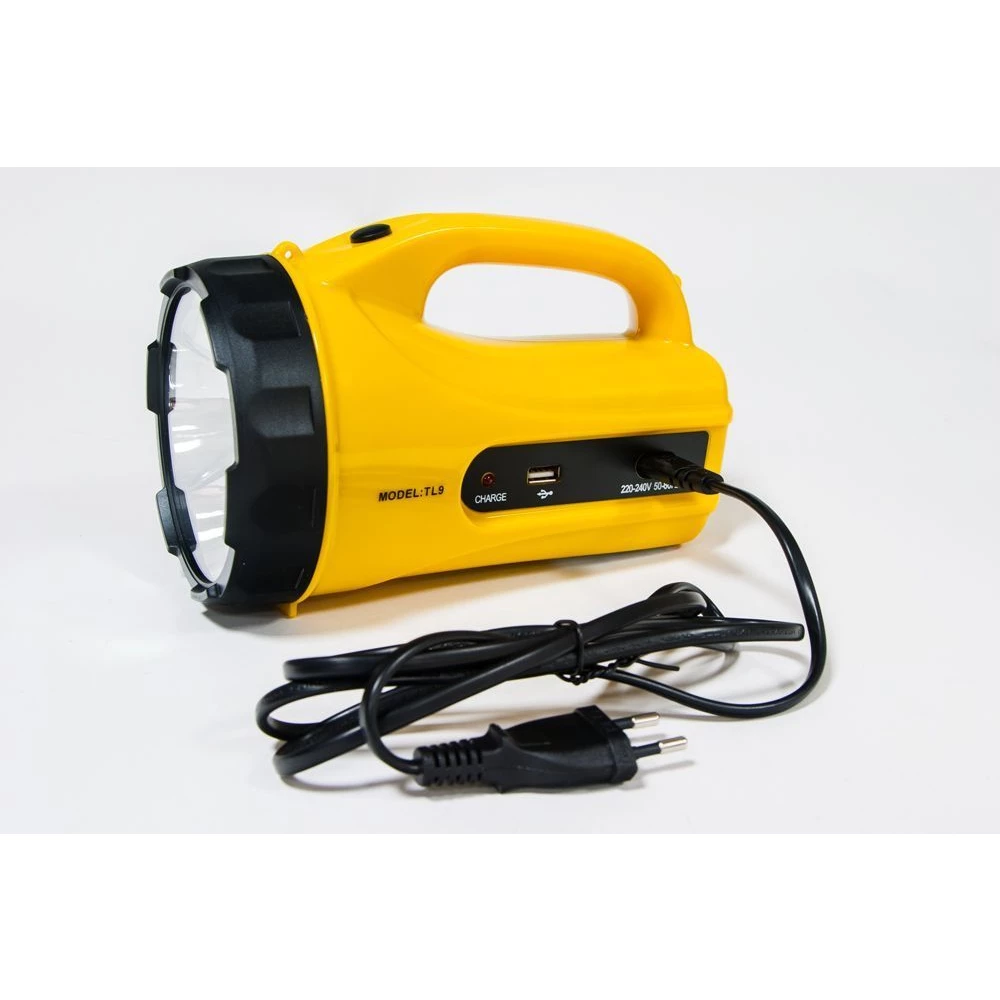 Фонарь аккумуляторный 3LEDs 9W жёлтый, TL09 (12937) - Viokon.com