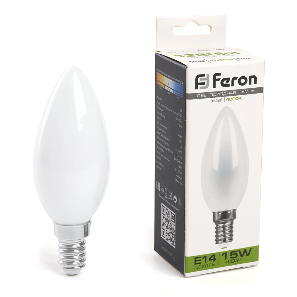 Лампа светодиодная Feron LB-717 Свеча E14 15W 230V 4000K (38257) - Viokon.com
