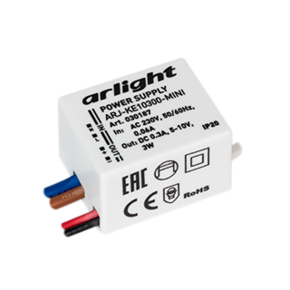Блок питания ARJ-KE10300-MINI (3W, 300mA) (Arlight, IP20 Пластик, 5 лет) 030187 - Viokon.com