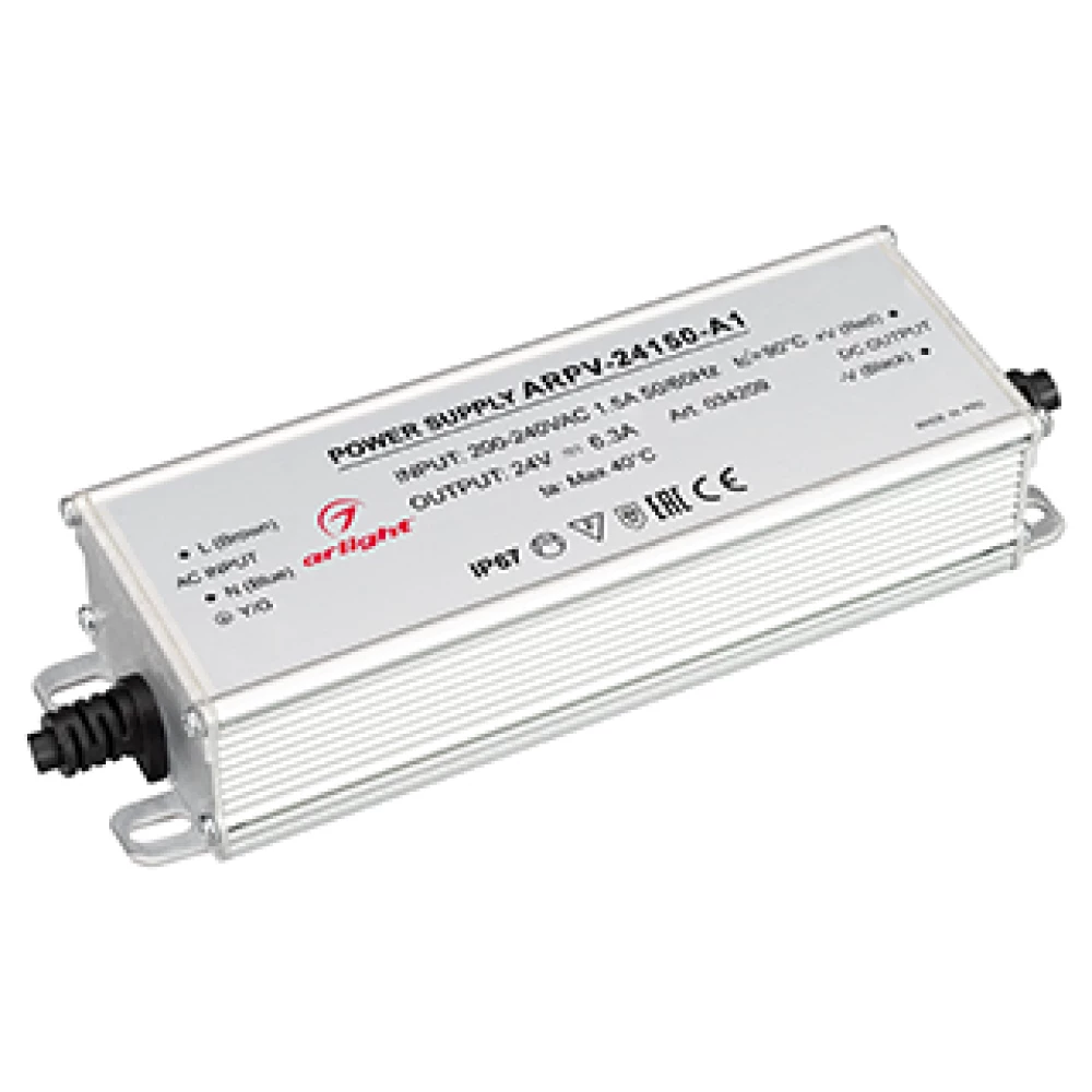 Блок питания ARPV-24150-A1 (24V, 6.25A, 150W) (Arlight, IP67 Металл, 3 года) 034209 - Viokon.com