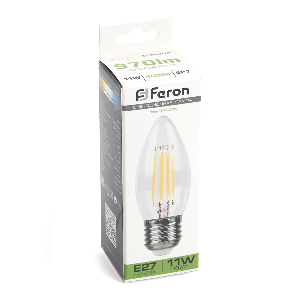 Лампа светодиодная Feron LB-713 Свеча E27 11W 230V 4000K (38273) - Viokon.com