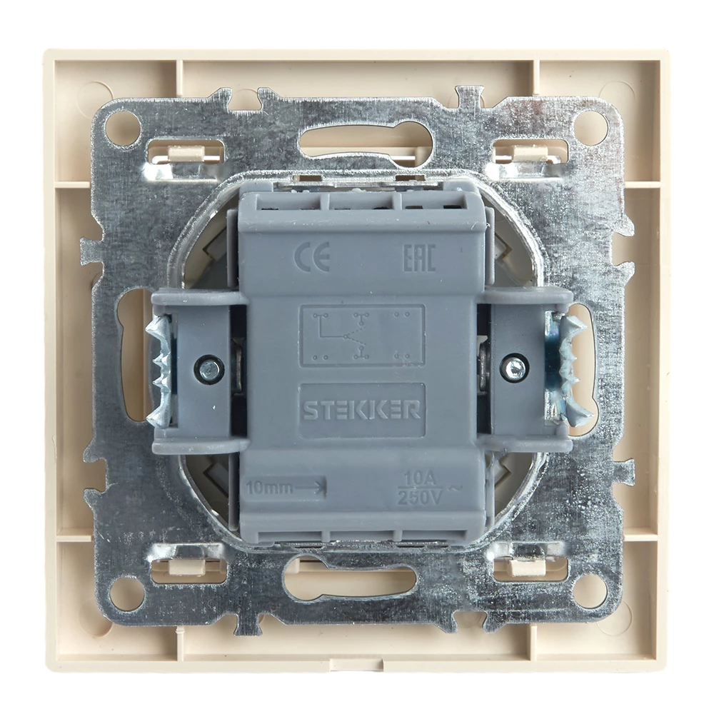 Переключатель 1-клавишный STEKKER  PSW10-9005-02, 250В, 10А, серия Эрна, слоновая кость (39618) - Viokon.com