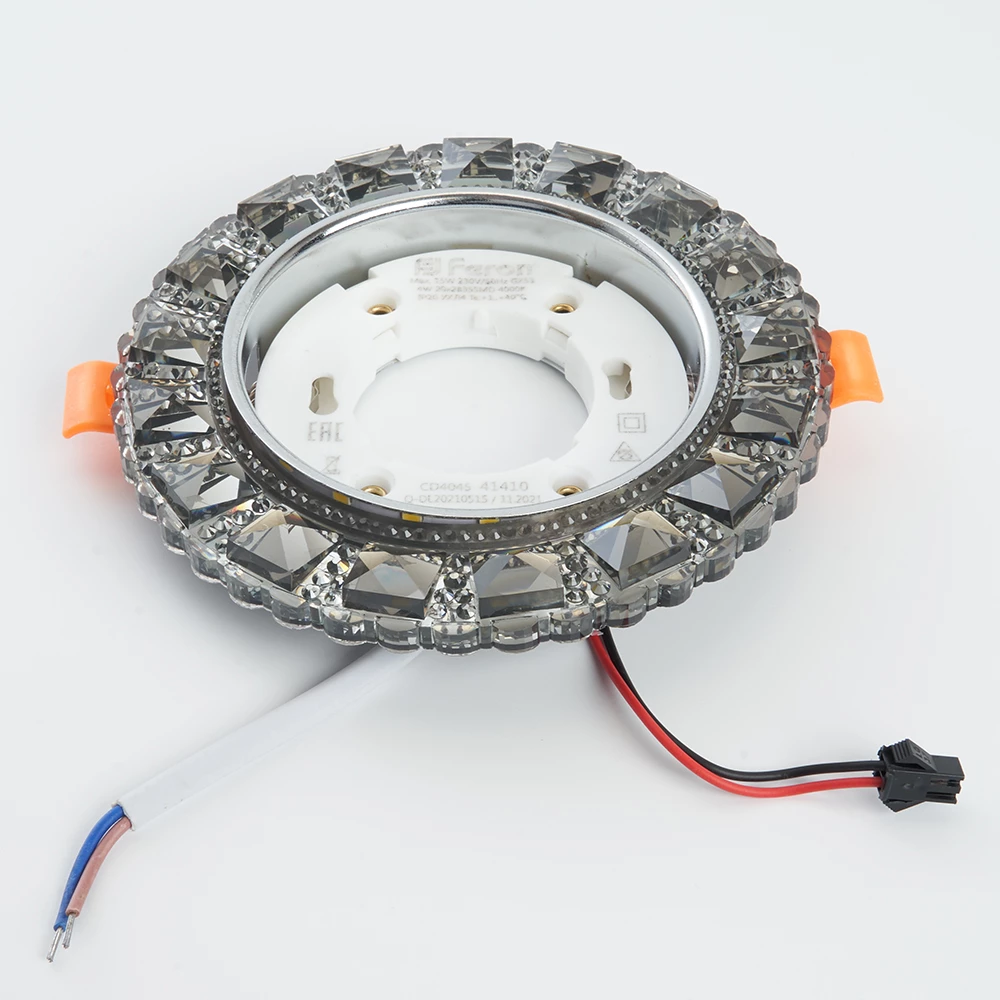 Светильник встраиваемый с белой LED подсветкой Feron CD4045 потолочный GX53 без лампы, серый, хром (41410) - Viokon.com