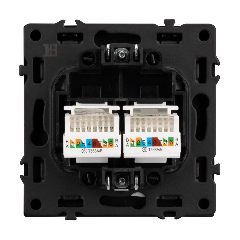 Механизм сдвоенной компьютерной розетки SCT-NOBE-MPC2-SFPL-BK (RJ-45, CAT6) (Arlight, Черный оникс) 054313 - Viokon.com