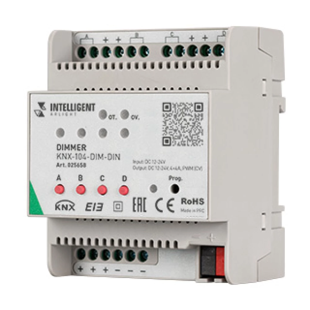 INTELLIGENT ARLIGHT Диммер KNX-104-DIM-DIN (12-24V, 4x4A) (IARL, IP20 Пластик, 2 года) 025658 - Viokon.com