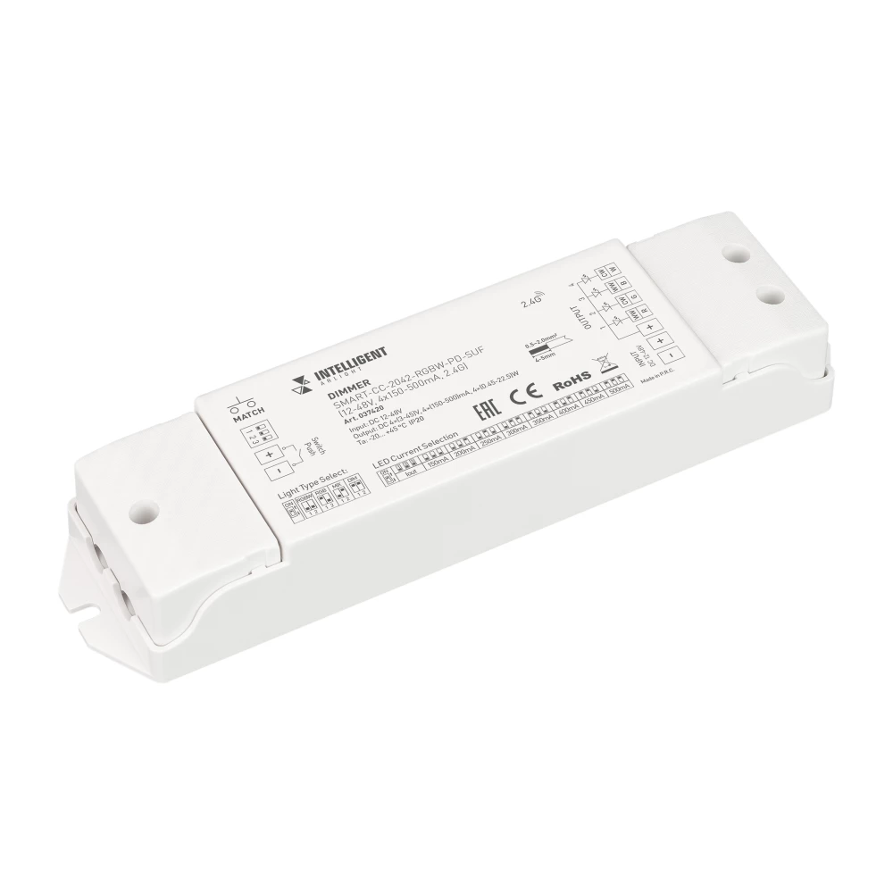 INTELLIGENT ARLIGHT Диммер SMART-CC-2042-RGBW-PD-SUF (12-48V, 4x150-500mA, 2.4G) (IARL, Контроллер) 037420 - Viokon.com
