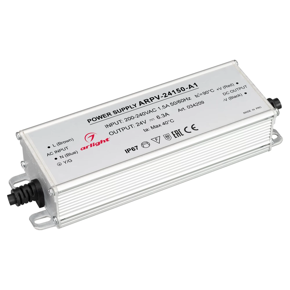 Блок питания ARPV-24150-A1 (24V, 6.25A, 150W) (Arlight, IP67 Металл, 3 года) 034209 - Viokon.com